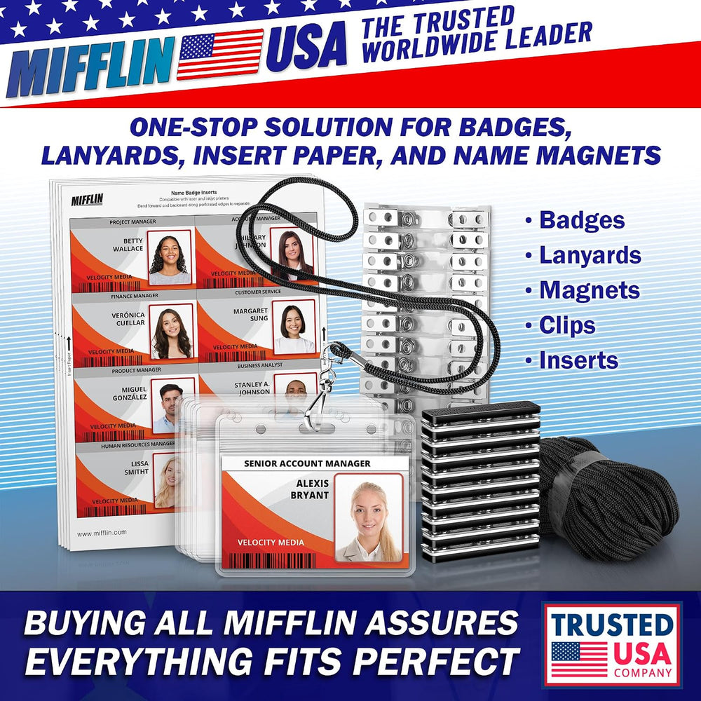 Mifflin-USA Card Protector (4x3 Inch, Clear, Bulk 100 Pack) Quick Load Horizontal No Zipper Name ID Badge Holder