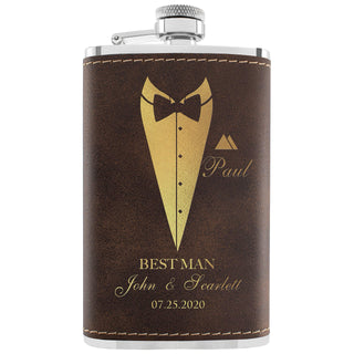 Groomsmen Gifts, Personalized Hip Flasks, Groomsmen Proposal, 6 Oz Engraved Leatherette Flasks for Men, Best Man Gifts for Wedding, Groomsmen Gifts for Wedding - Black #2
