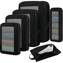 BAGAIL 4 Set/6 Set/8 Set Compression Packing Cubes Travel Accessories Expandable Packing Organizers (Half Mesh, 6-Black)