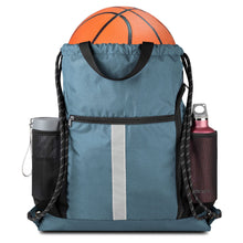 BeeGreen Black Drawstring Backpack Gym Bag For Men Women String Sports Backpack With Water Bottle Mesh Pockets And 2 Zippered Pocket Large Cinch Sackpack Workout Bag 16" x 20"
