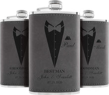 Groomsmen Gifts, Personalized Hip Flasks, Groomsmen Proposal, 6 Oz Engraved Leatherette Flasks for Men, Best Man Gifts for Wedding, Groomsmen Gifts for Wedding - Black #2