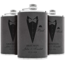 Groomsmen Gifts, Personalized Hip Flasks, Groomsmen Proposal, 6 Oz Engraved Leatherette Flasks for Men, Best Man Gifts for Wedding, Groomsmen Gifts for Wedding - Black #2