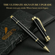 BEILUNER Ballpoint Pens, Stunning Black Chrome Metal Pen with Golden Trim, Best Ball Pen Gift Set for Men & Women, Professional, Executive, Office, Nice Pens-Gift Box with 0.5mm Black Extra Refill