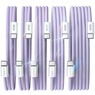 LISEN USB C to USB C Cable, 5-Pack [3.3/3.3/6.6/6.6/10FT] for iPhone 17 Charger Cord, 60W C to C Cable Fast Charging for iPad, iPhone 16 15 Pro Max, Galaxy S25/S24 USBC to USBC Cable Gifts for Men
