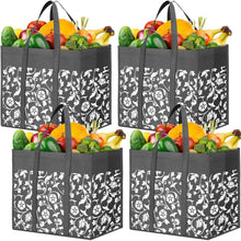 WOWBOX Reusable Grocery Bags Foldable Tote Bags Bulk with Reinforced Handles Shopping Bags for Groceries Heavy Duty Kitchen Reusable Grocery Bags with Waterproof Coating 4-Pack, Blue