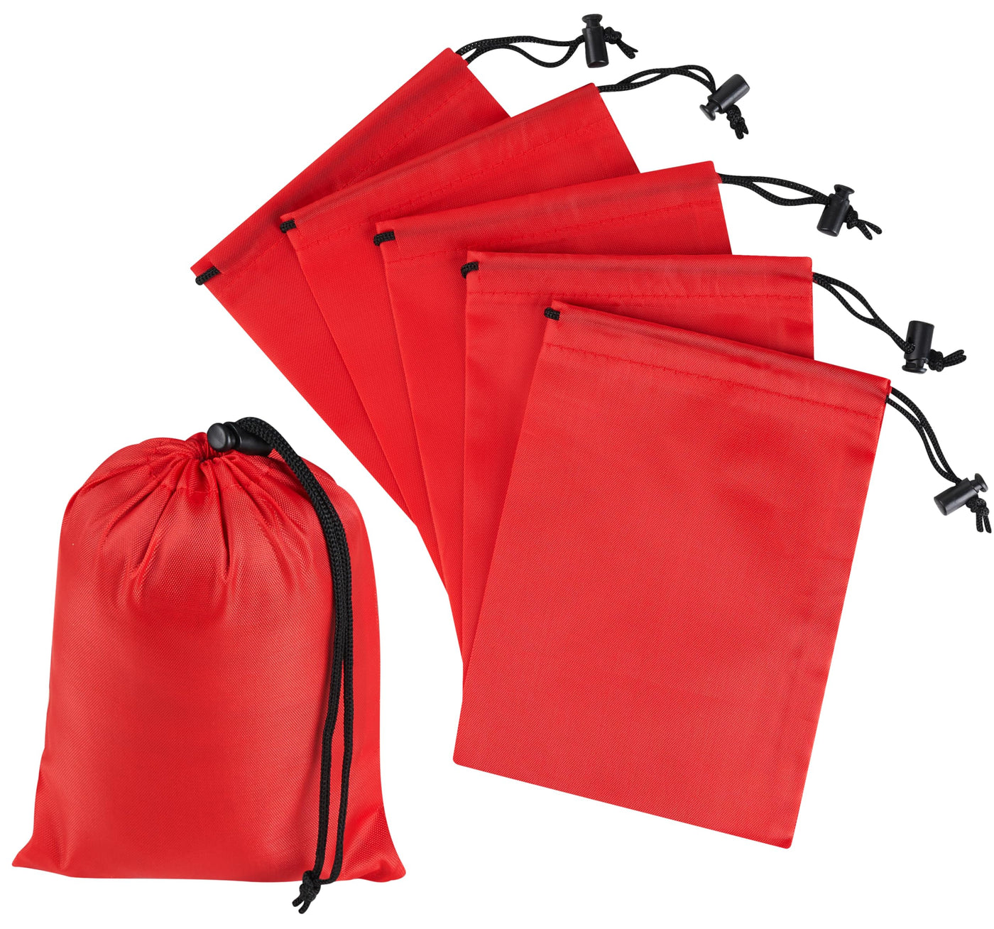 PALTERWEAR Drawstring Bag with Toggle - Nylon Cinch and Ditty Pouch - Six Pack (Black, 6 x 8 Inch, Set of 6)