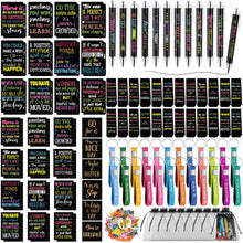 Pasimy 218 Pcs Inspirational Stationery Gifts Motivational Mini Notepad Pen Quote Bookmarks Stress Relief Stickers Inspiring Silicone Keychains for Home Office Appreciation Gift(Stylish)