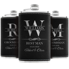 Personalized Hip Flasks Set of 6 - Engraved Leatherette 6 Oz, Best Man & Groomsmen Proposal Gifts, Wedding Party Favors - Chestnut #4