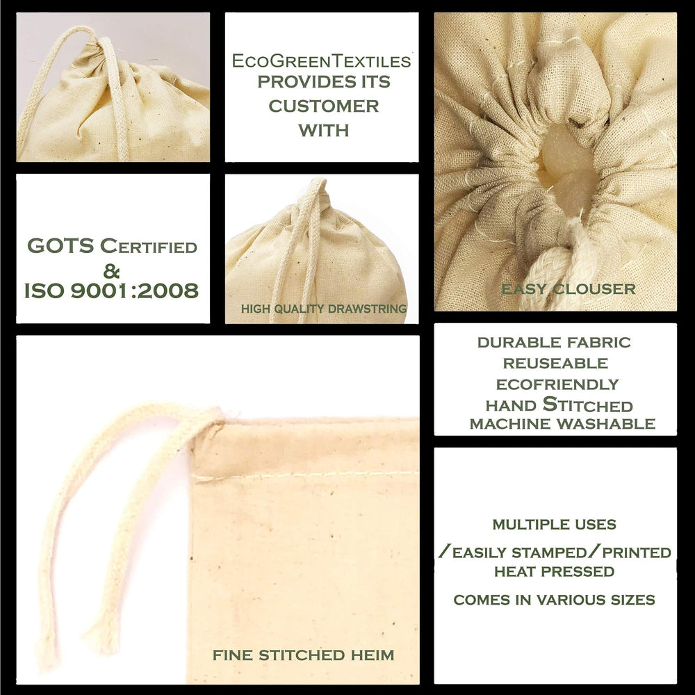Natural Cotton Reusable Produce Muslin Bags – Multipurpose Drawstring Storage Pouch for Everyday Use (25, 2x3)