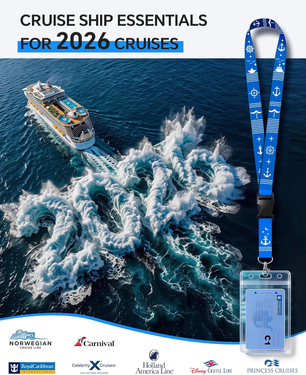 Avorast 5 Pack Cruise Lanyards for Ship Cards, Cruise Essentials 2026 for Carnival, Royal Caribbean, NCL, Lanyards for ID Badges with Detachable Buckle & Waterproof ID Badge Holders (Mix)