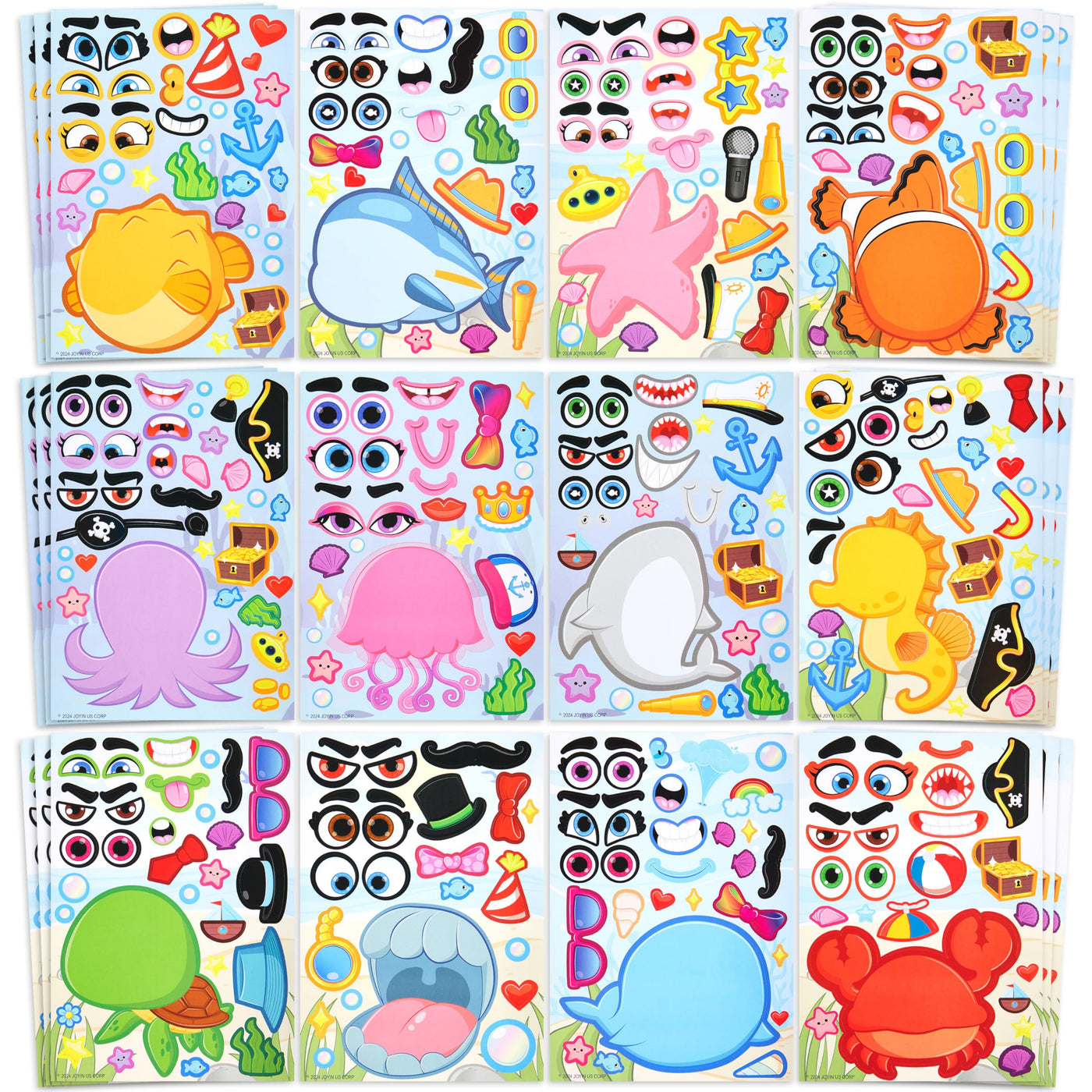 JOYIN 36 Sheets 9"x6" Make a face Stickers for Kids, Make Your Own Animal Stickers with Unicorn, Dinosaur, Sea and Safari Animals, Crafts Birthday Party Favors, Goodie Bags Classroom Activities