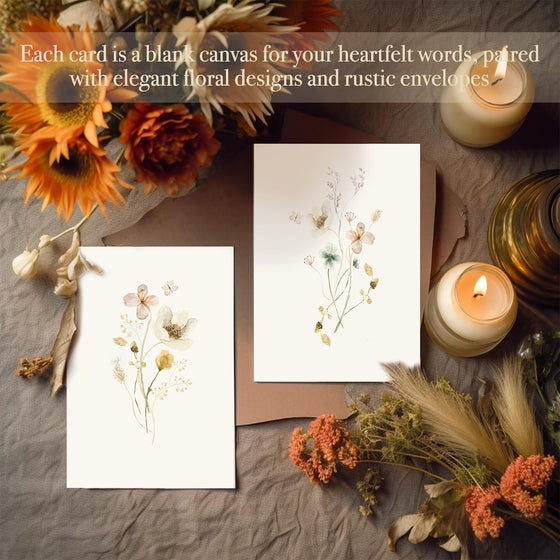 slapaflife Blank Cards,Blank Greeting Cards 4x6,40Pack -Elegant Floral Design Blank Greeting Cards,Note Cards with Matching Peel-and-Seal Rustic Envelopes - hover image
