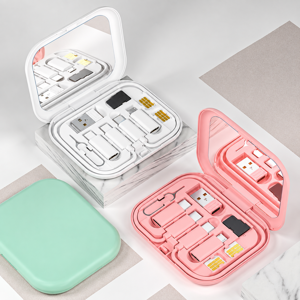 3-in-1 Travel Charging Cable with Mirror