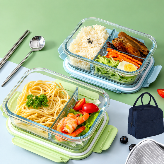 1040ml Two-Compartment Glass Lunch Box