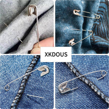 XKDOUS 3 Most Universal Safety Pins Assorted Sizes, Small & Large Safety Pins for Clothes, 150 Pack Silver Sharp Edge Pins for Clothing, Sewing & Craft Supplies