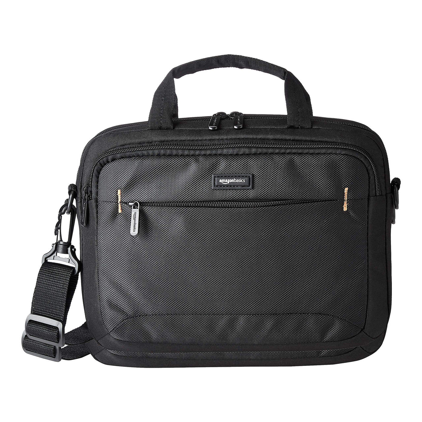 Amazon Basics 15.6 in Laptop Bag with Shoulder Strap and Handle, Large Capacity, Spacious Compartments, Black