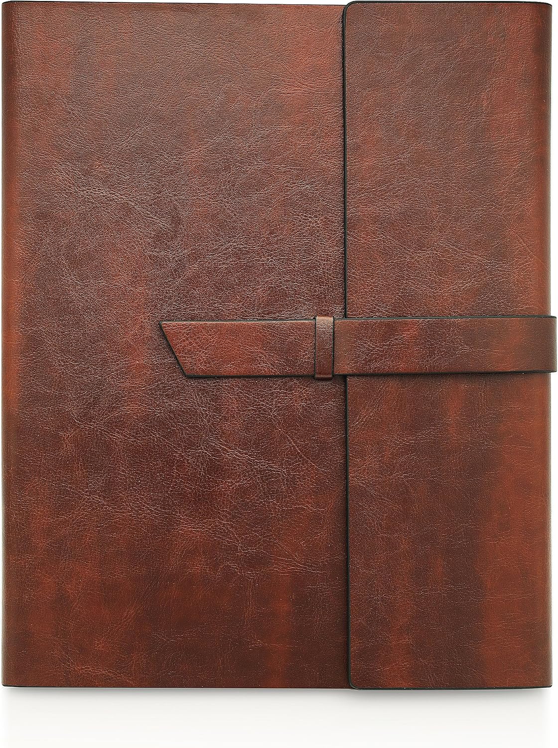 GALLAWAY LEATHER Padfolio Portfolio Folder – Slim Portfolio Folio Organizer Holder for Letter Legal A4 Note Pads Notebooks for Men Women Refillable Business Leather Portfolio Binder, Dark Chocolate