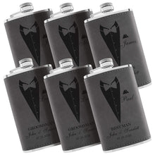Groomsmen Gifts, Personalized Hip Flasks, Groomsmen Proposal, 6 Oz Engraved Leatherette Flasks for Men, Best Man Gifts for Wedding, Groomsmen Gifts for Wedding - Black #2