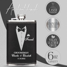 Groomsmen Gifts, Personalized Hip Flasks, Groomsmen Proposal, 6 Oz Engraved Leatherette Flasks for Men, Best Man Gifts for Wedding, Groomsmen Gifts for Wedding - Black #2
