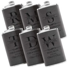 Personalized Hip Flasks Set of 6 - Engraved Leatherette 6 Oz, Best Man & Groomsmen Proposal Gifts, Wedding Party Favors - Chestnut #4