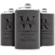 Personalized Hip Flasks Set of 6 - Engraved Leatherette 6 Oz, Best Man & Groomsmen Proposal Gifts, Wedding Party Favors - Chestnut #4