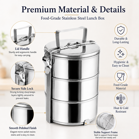 3-Tier Stainless Steel Food Carrier - hover image