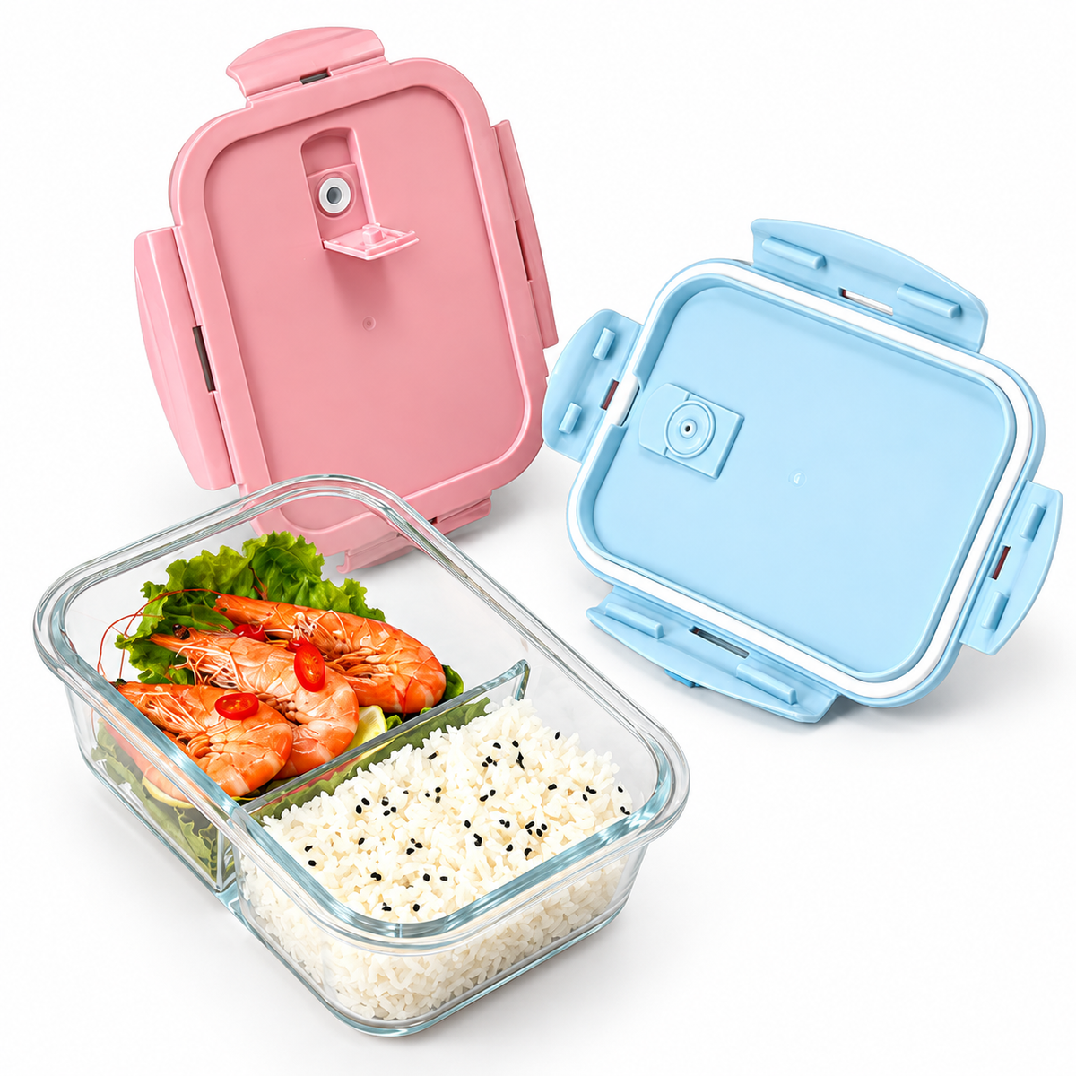 Borosilicate Glass 2-Compartment Lunch Box