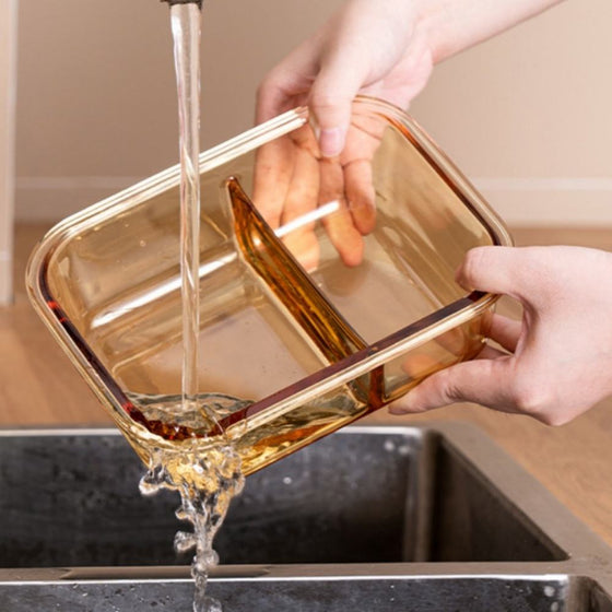 1000ml Two-Compartment Amber Glass Lunch Box - hover image