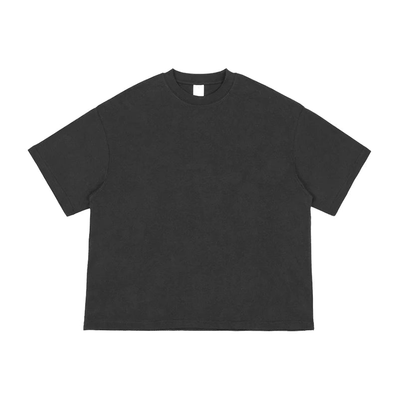 100% Cotton Boxy Men's T-Shirt 240 GSM Heavyweight Streetwear Oversized Dropped Shoulders Cropped Custom Logo Short American OEM