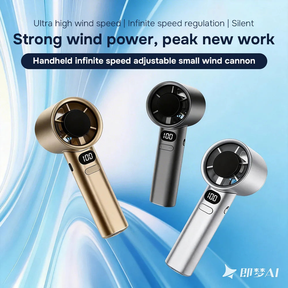 Ai Portable Waist Fan 6 Speeds 16000Rpm Strong Tu With 5-Speed Settings Dual-Side Custom Fans Handheld Electric Rhinestone