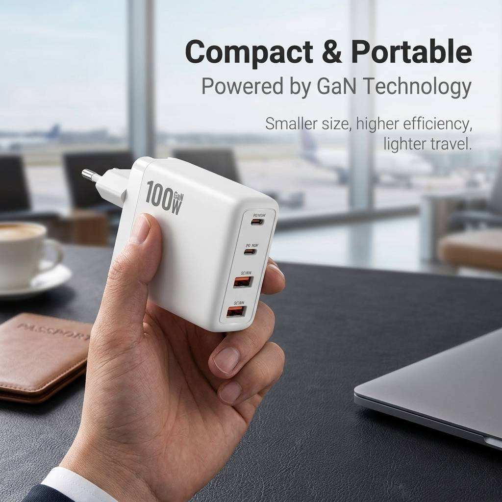 100W Universal GaN Travel Adapter Wall Charger