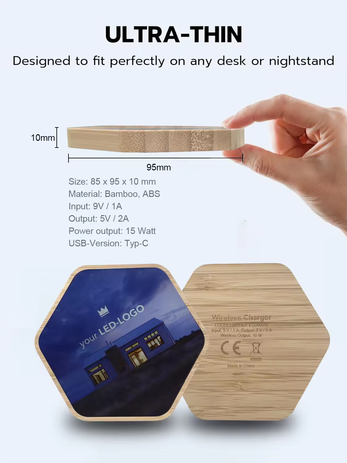 Hex LED Light-Up 15W Wireless Charger