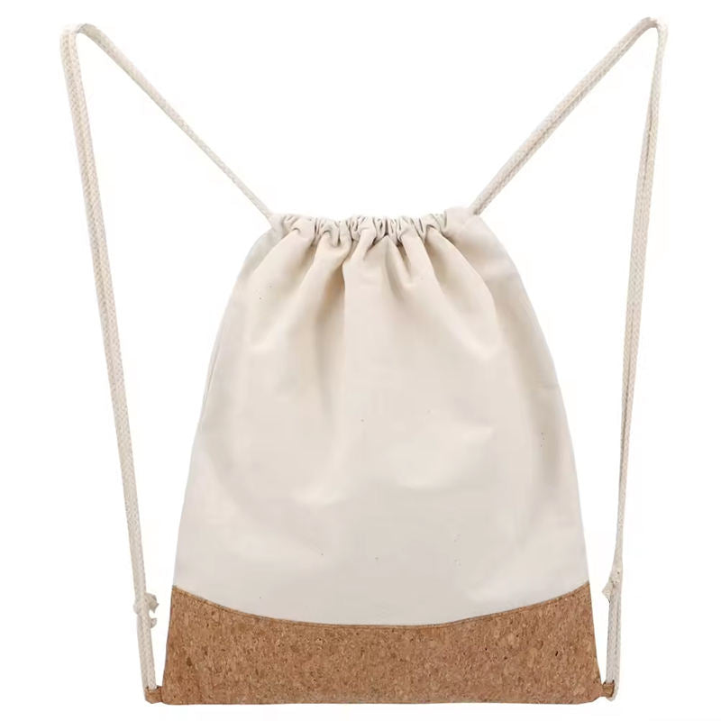 Cork Accent Canvas Drawstring Bag