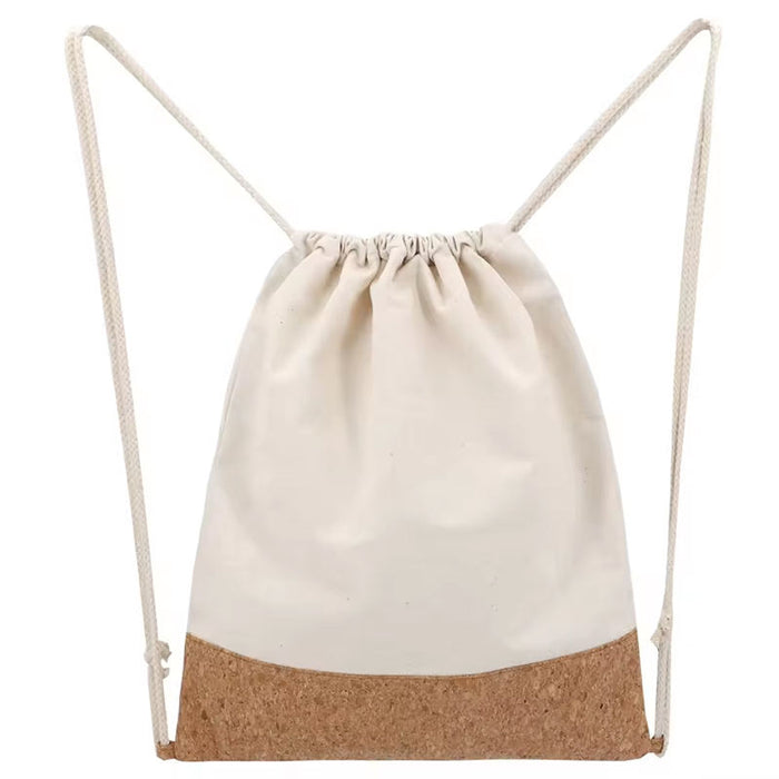Cork Accent Canvas Drawstring Bag
