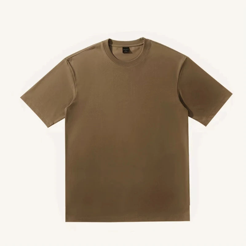 Customizable Pattern Solid Color 240gsm Oversize 65% Cotton 35% Polyester Fiber Round Neck T-Shirt  Casual Style
