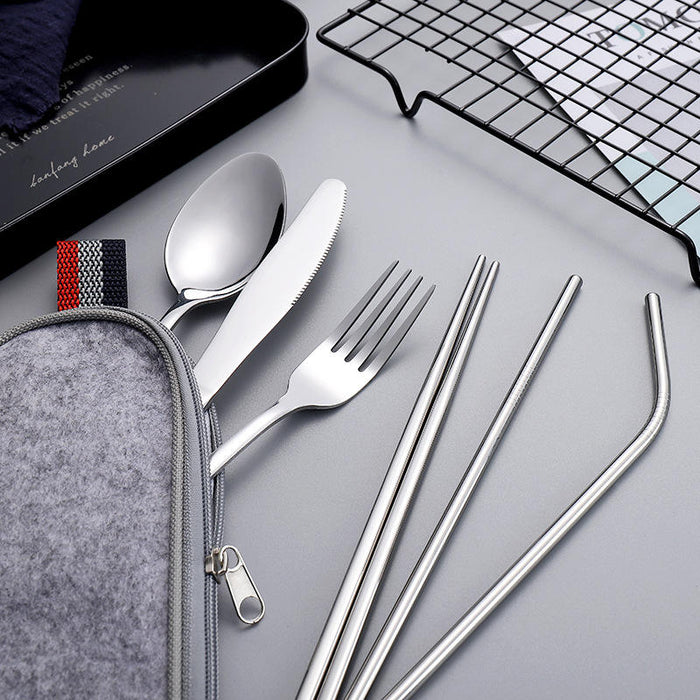 7-Piece Stainless Steel Travel Cutlery Set