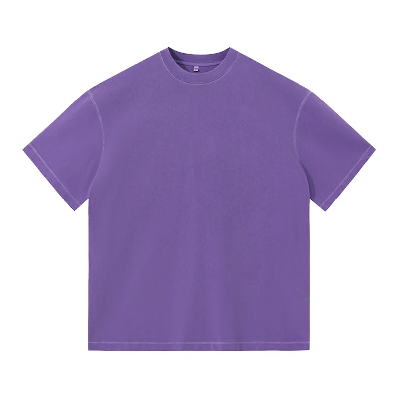 US Size 100% Cotton Dazzle Dyed Oversized Streetwear Unisex Fashion T-Shirt Shorts Set Drop Shoulders Casual Summer Style