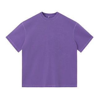 US Size 100% Cotton Dazzle Dyed Oversized Streetwear Unisex Fashion T-Shirt Shorts Set Drop Shoulders Casual Summer Style