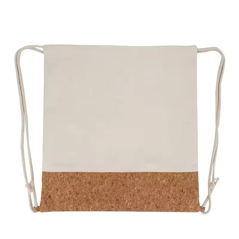 Cork Accent Canvas Drawstring Bag