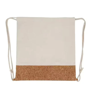 Cork Accent Canvas Drawstring Bag