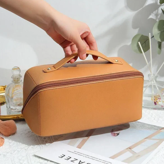 Pillow-Style Leather Cosmetic Pouch