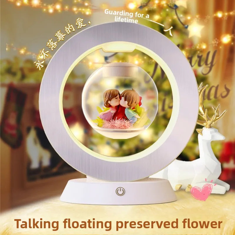 Smart AI Acrylic for Speaker Magnetic Levitation Eternal Flower Desktop Ornament Perpetual Motion Toy Gift Patent