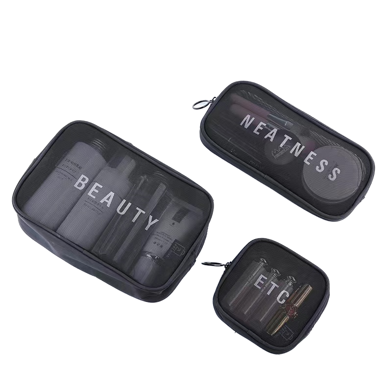 3-Piece Mesh Toiletry Bag Set