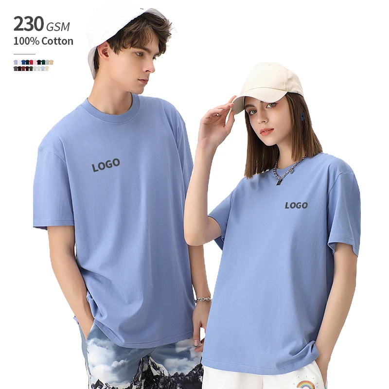 230 GSM Oversized Drop Shoulder Unisex Short Sleeve Fitness T-Shirt 100% Cotton Custom Logo OEM Printing High Quality Solid