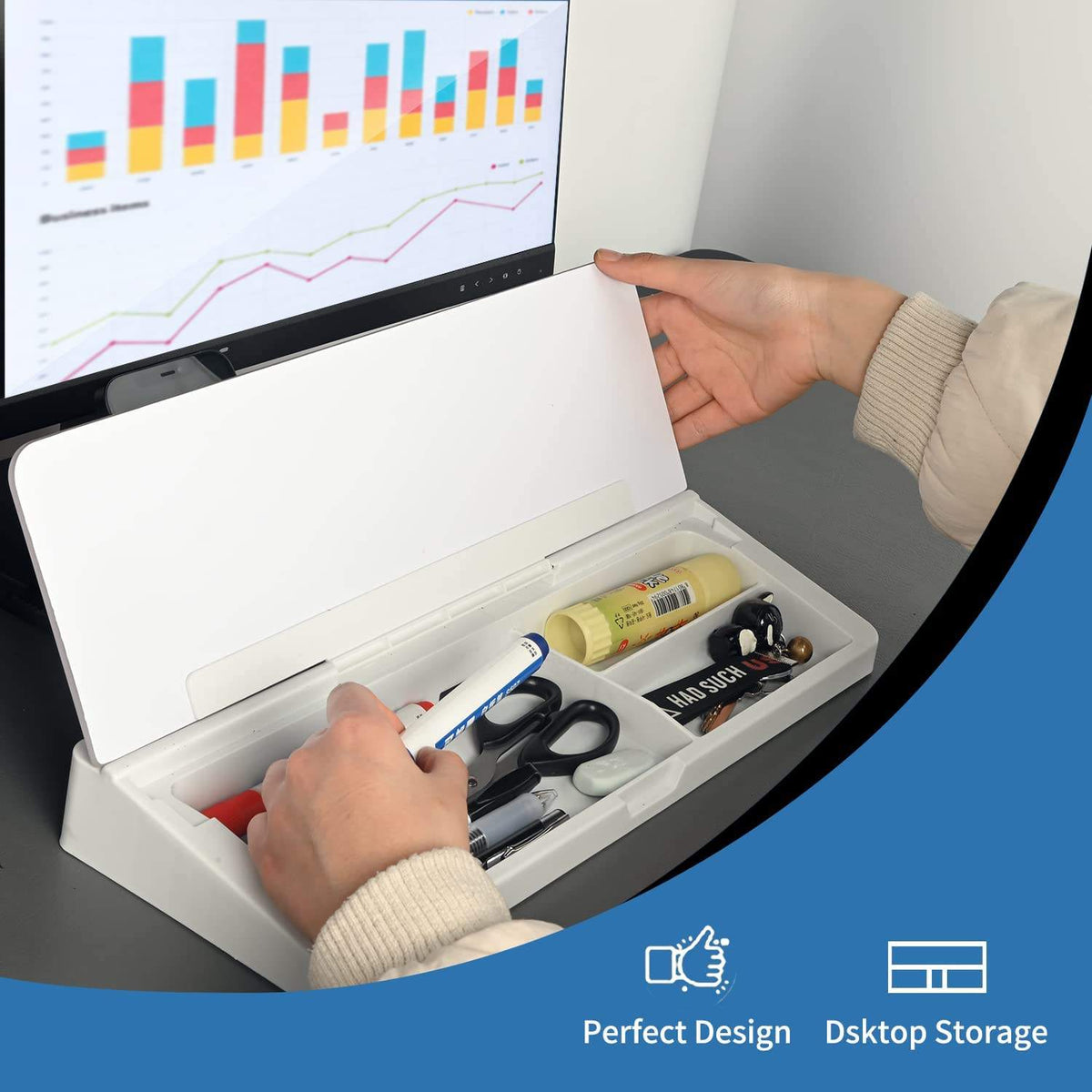 Desktop Glass Whiteboard with Storage Tray