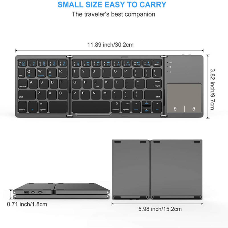 Foldable Bluetooth Keyboard with Touchpad