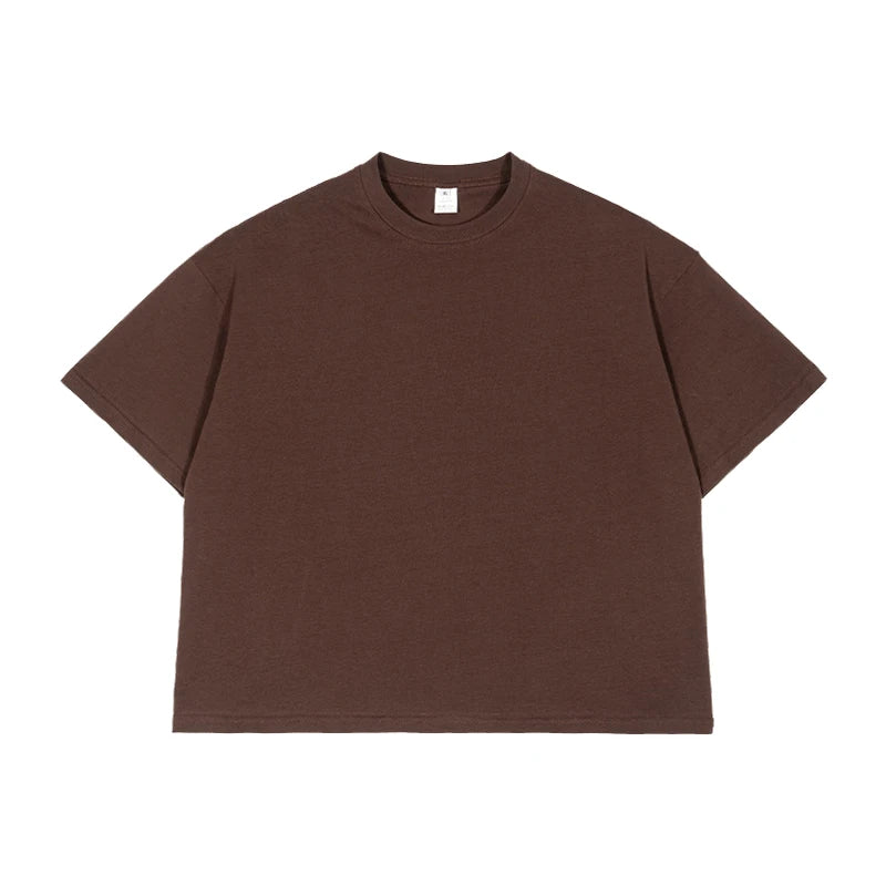 100% Cotton Boxy Men's T-Shirt 240 GSM Heavyweight Streetwear Oversized Dropped Shoulders Cropped Custom Logo Short American OEM