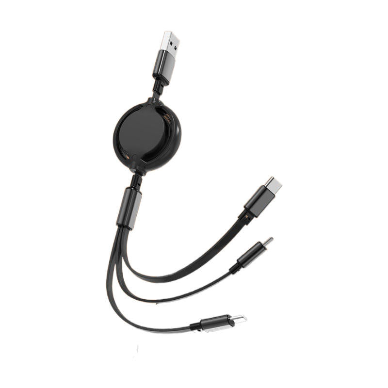 3-in-1 Compact Retractable Charging Cable  ( 2.4A)