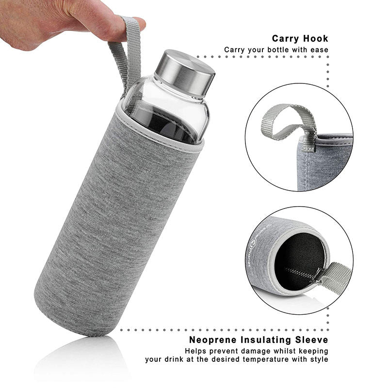 GlassGuard 550ml Glass Bottle with Sleeve