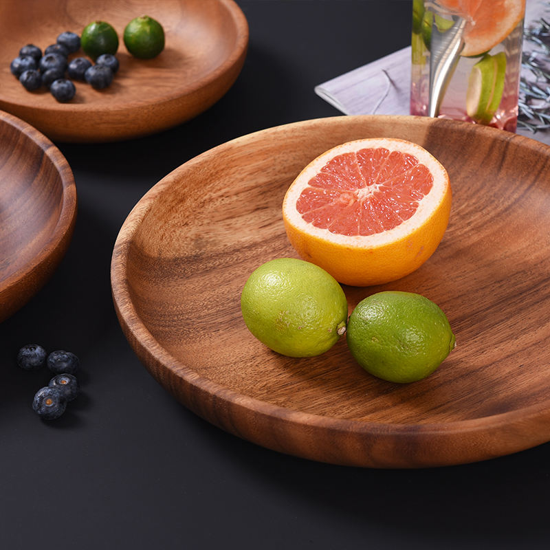 18cm Acacia Wooded Round Plate